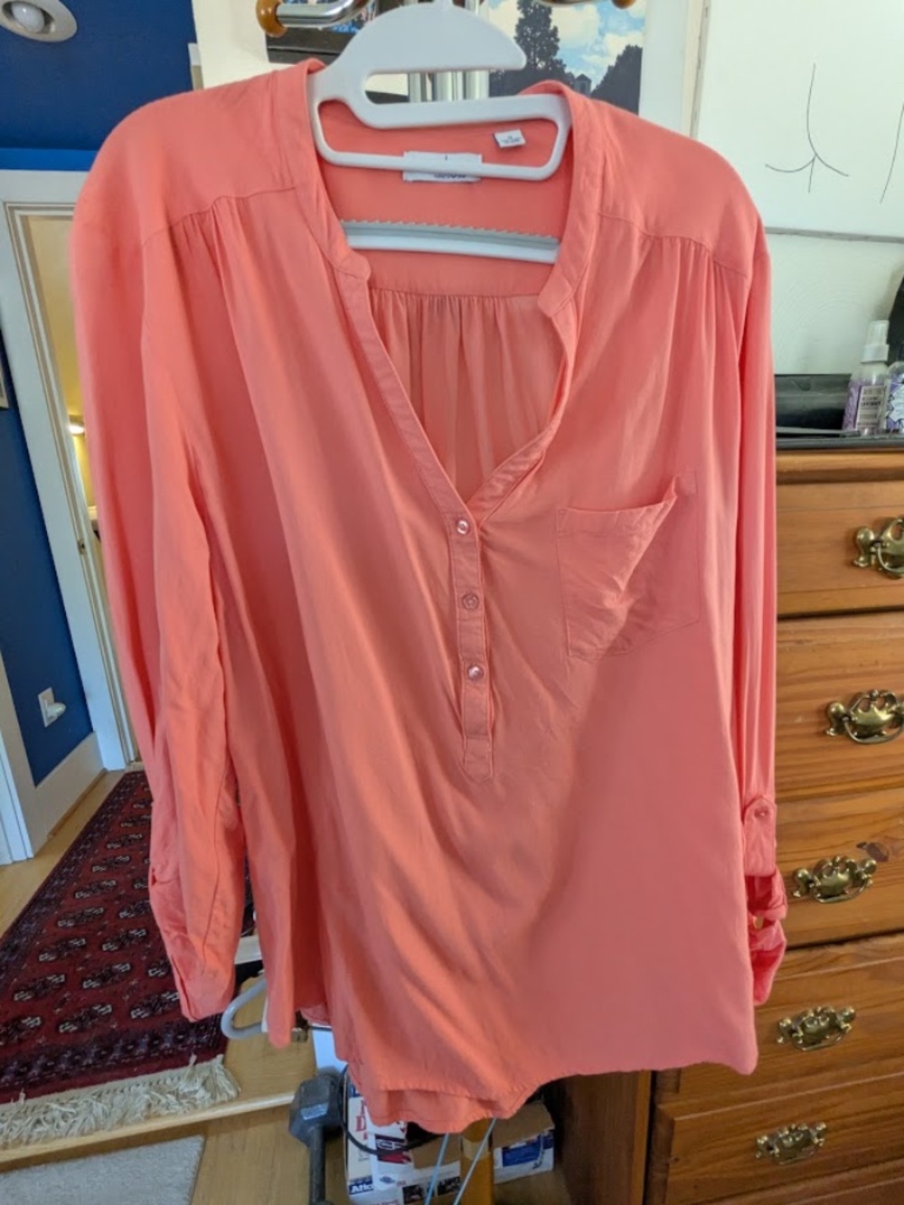 Indigo Coral Rayon Popover, Women's 1x